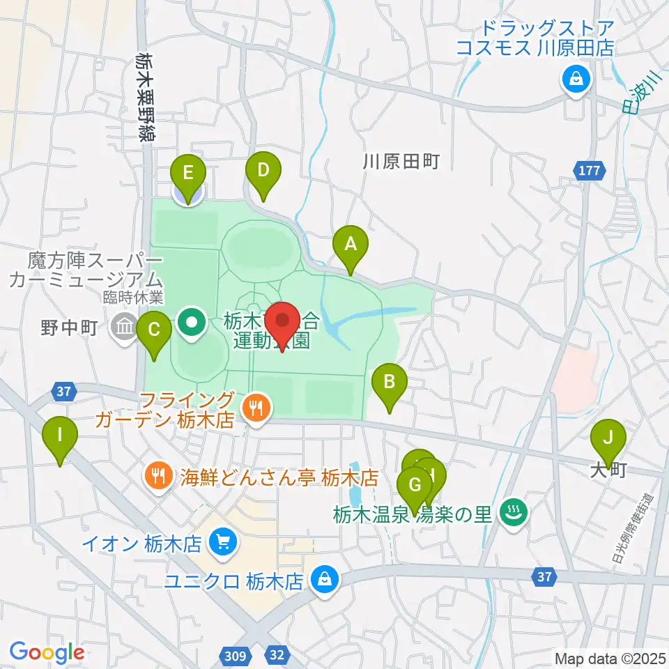 マルワ・アリーナとちぎ周辺の駐車場・コインパーキング一覧地図