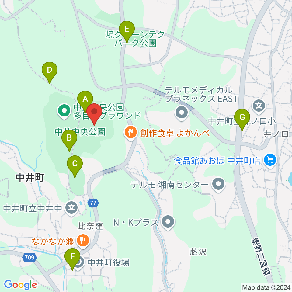 星槎中井スタジアム 中井町中央公園野球場周辺の駐車場・コインパーキング一覧地図