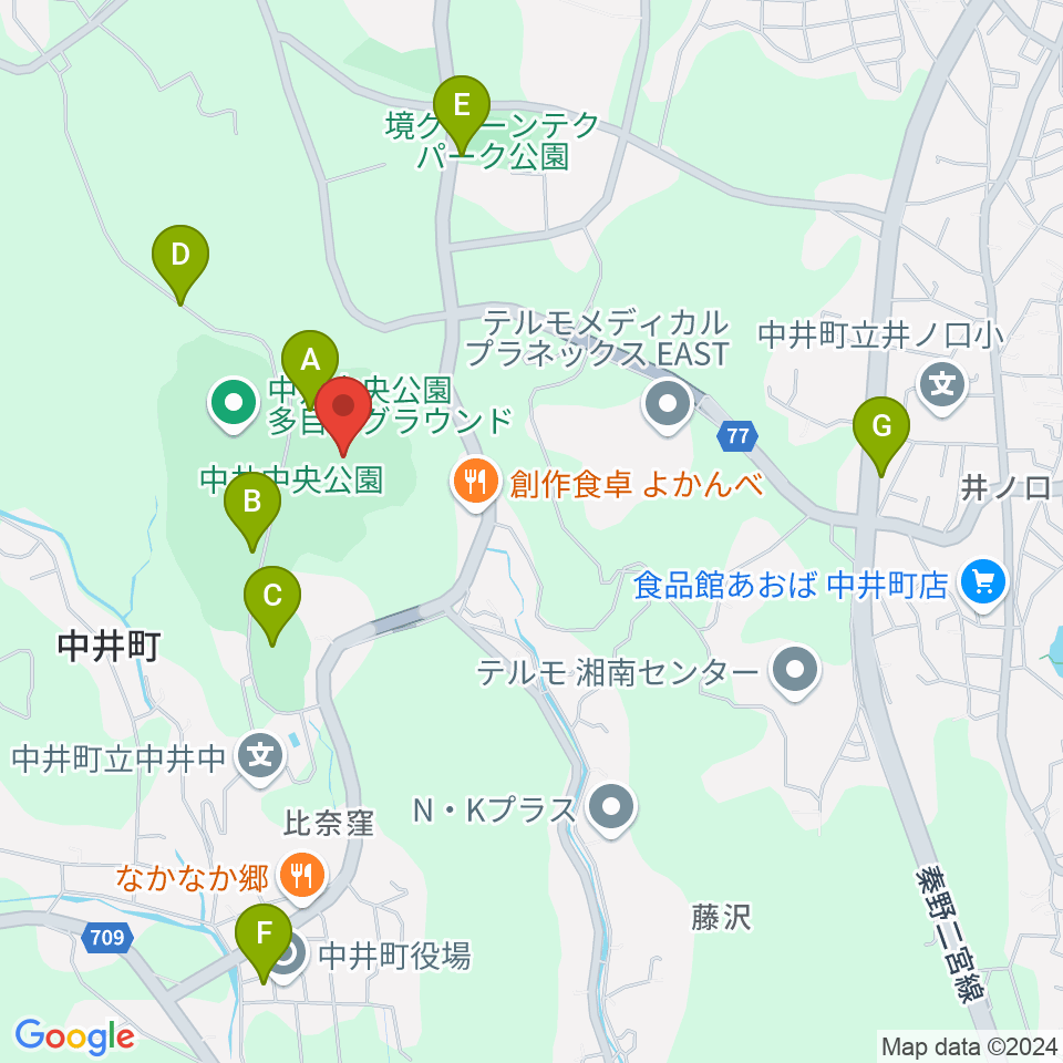 星槎中井スタジアム 中井町中央公園野球場周辺の駐車場・コインパーキング一覧地図