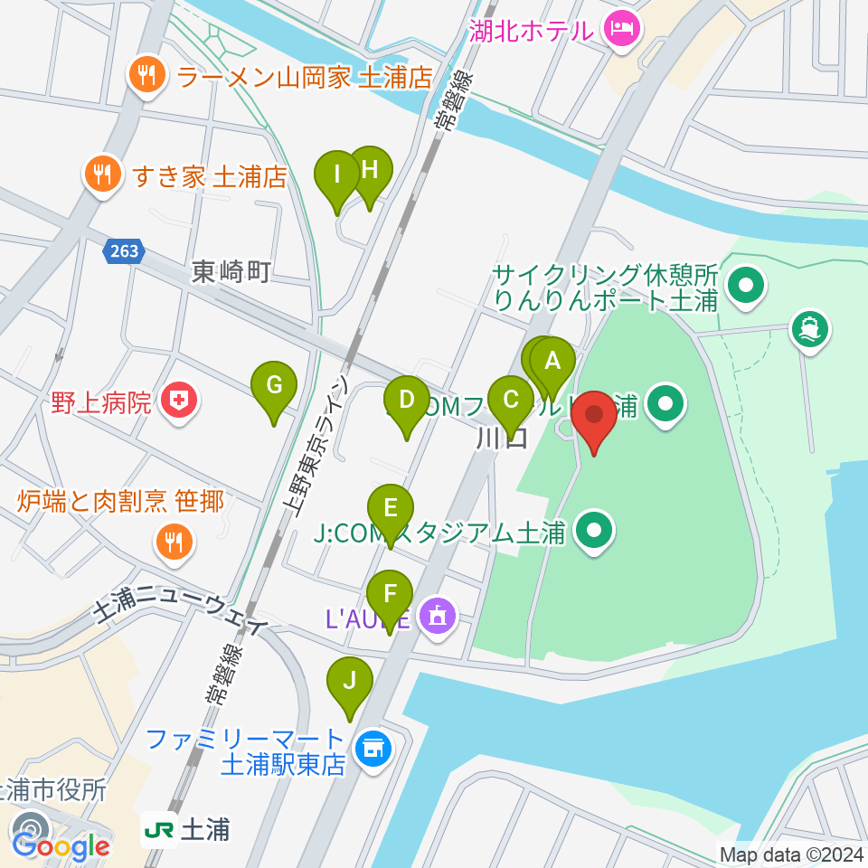 J:COMフィールド土浦周辺の駐車場・コインパーキング一覧地図