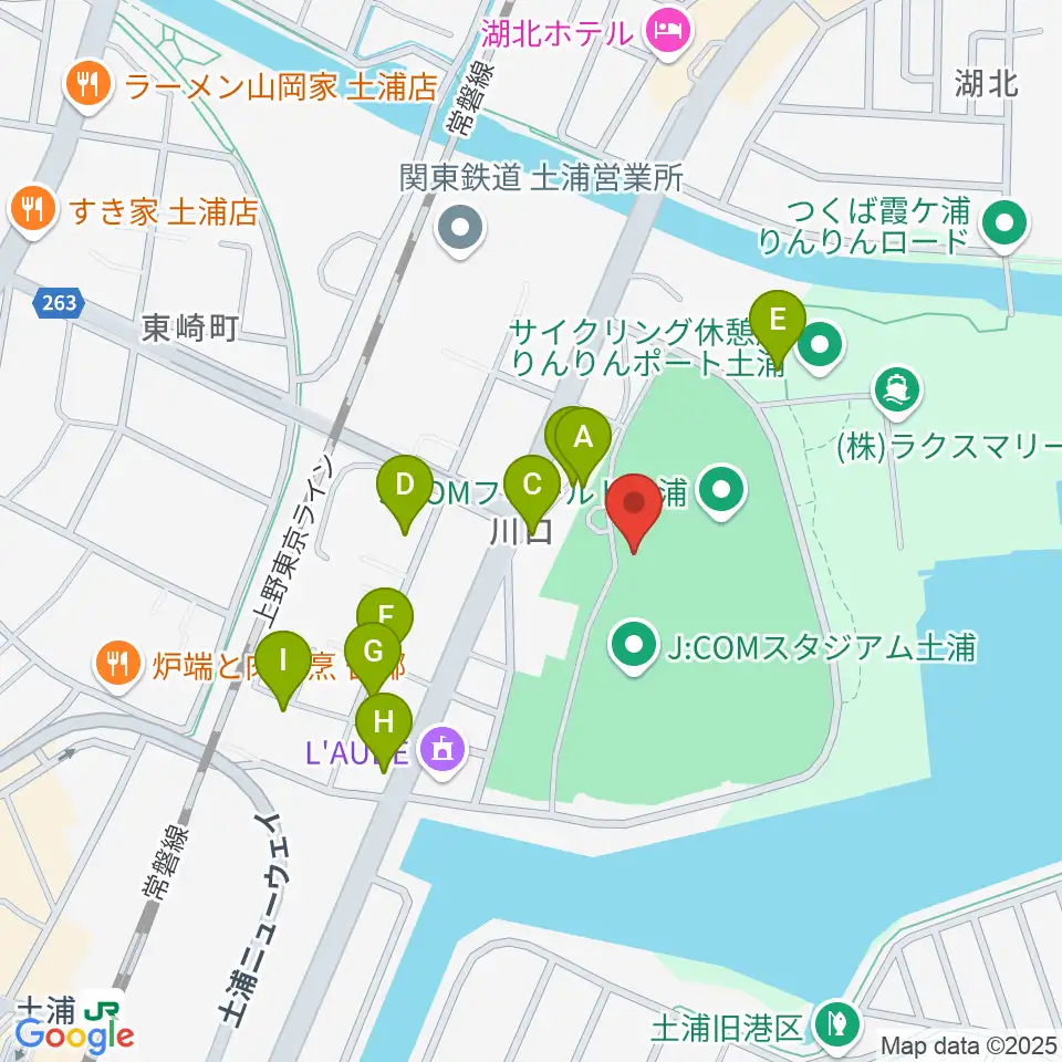 J:COMフィールド土浦周辺の駐車場・コインパーキング一覧地図