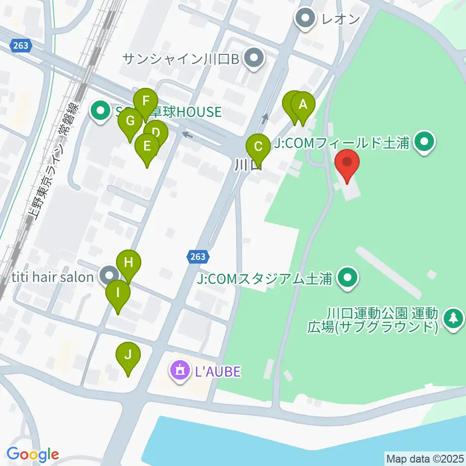 J:COMフィールド土浦周辺の駐車場・コインパーキング一覧地図