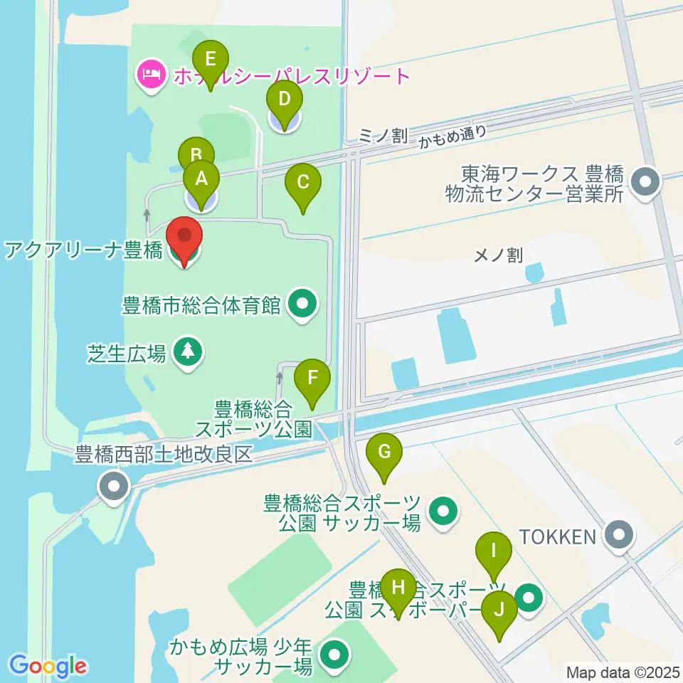 アクアアリーナ豊橋周辺の駐車場・コインパーキング一覧地図