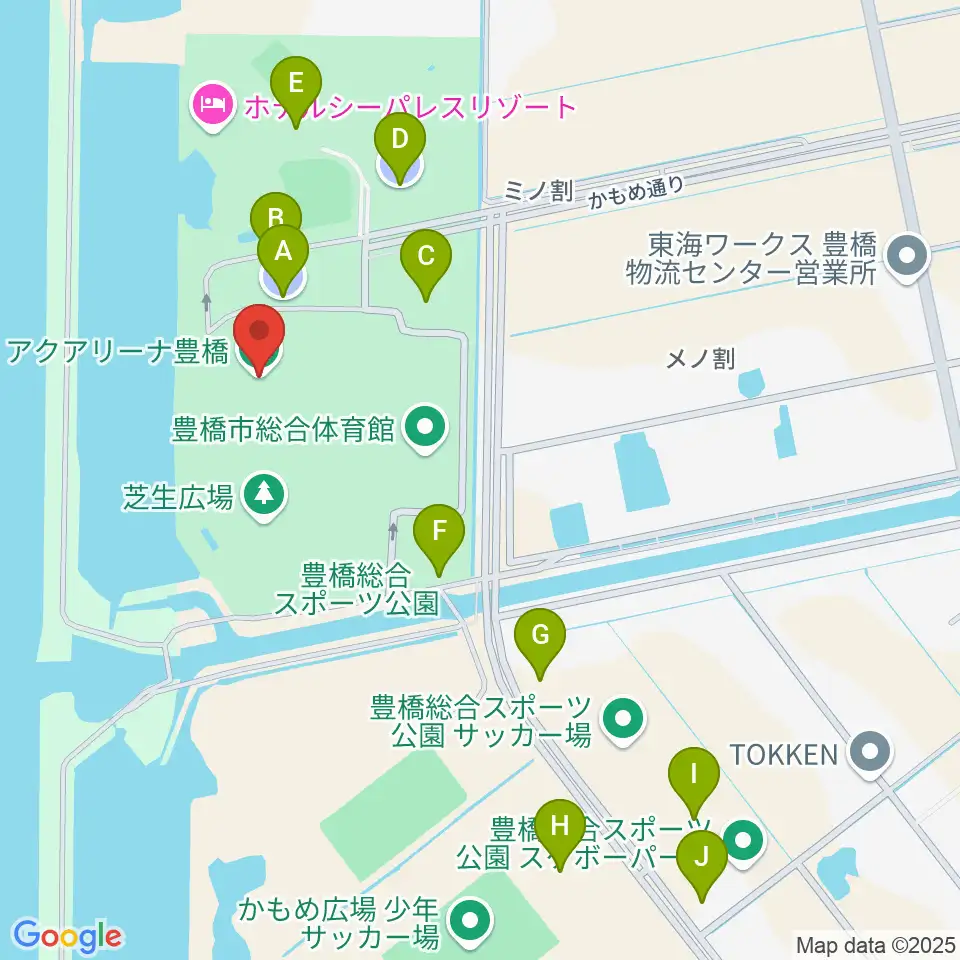 アクアアリーナ豊橋周辺の駐車場・コインパーキング一覧地図