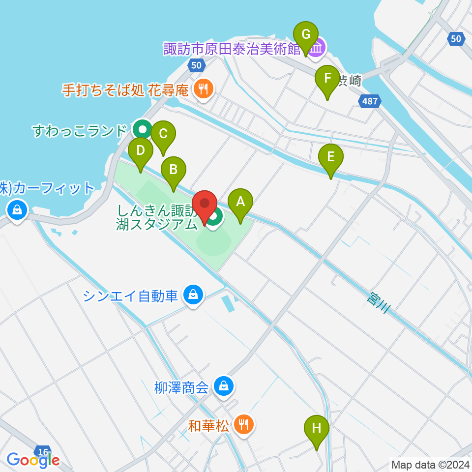 しんきん諏訪湖スタジアム周辺の駐車場・コインパーキング一覧地図