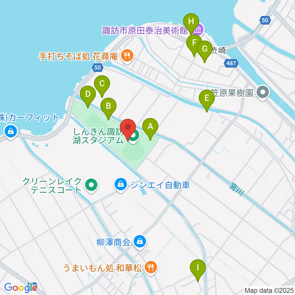 しんきん諏訪湖スタジアム周辺の駐車場・コインパーキング一覧地図