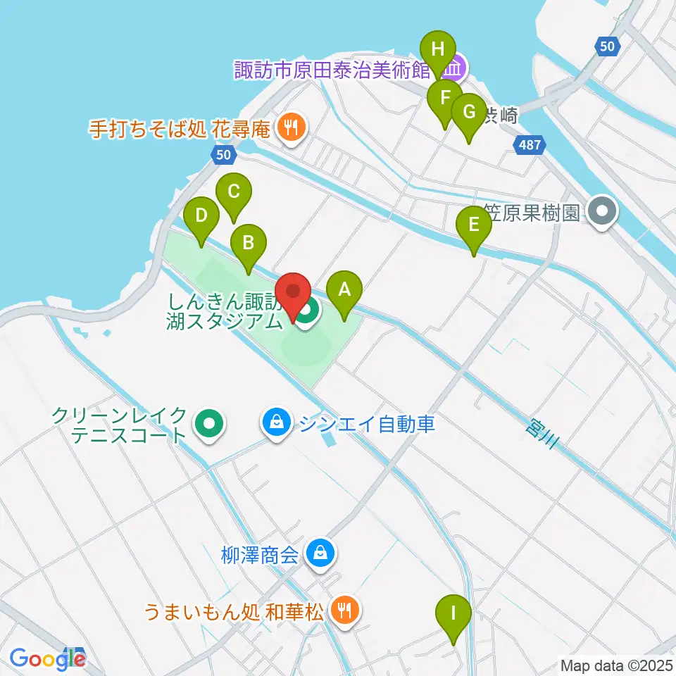 しんきん諏訪湖スタジアム周辺の駐車場・コインパーキング一覧地図