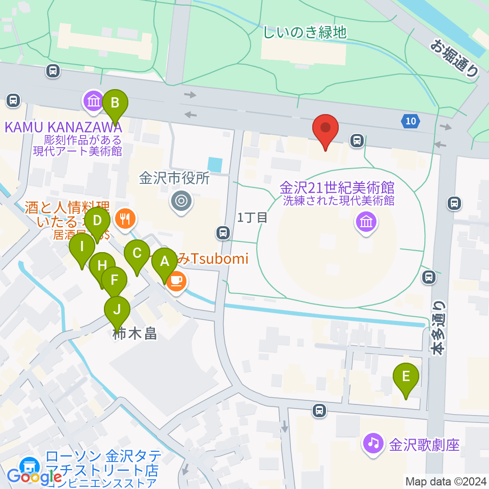 金沢能楽美術館周辺の駐車場・コインパーキング一覧地図