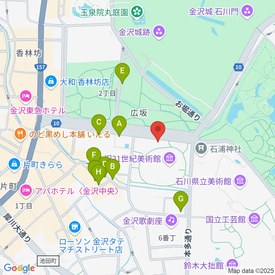 金沢能楽美術館周辺の駐車場・コインパーキング一覧地図