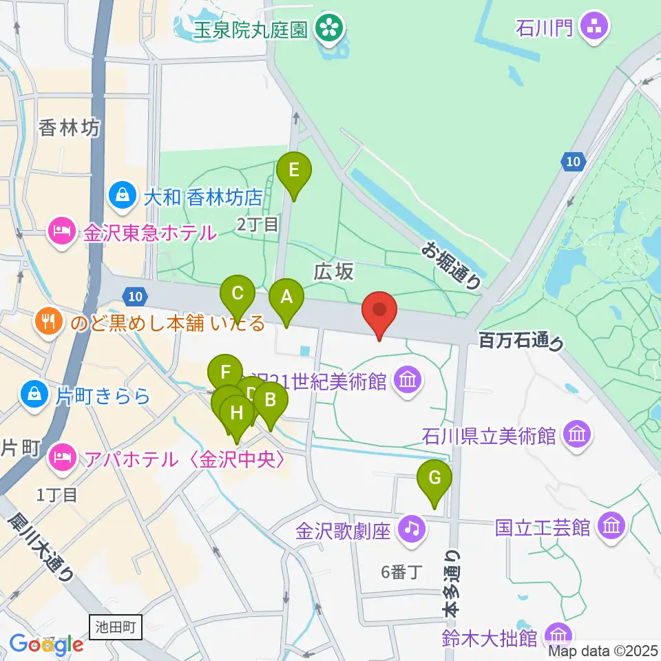金沢能楽美術館周辺の駐車場・コインパーキング一覧地図