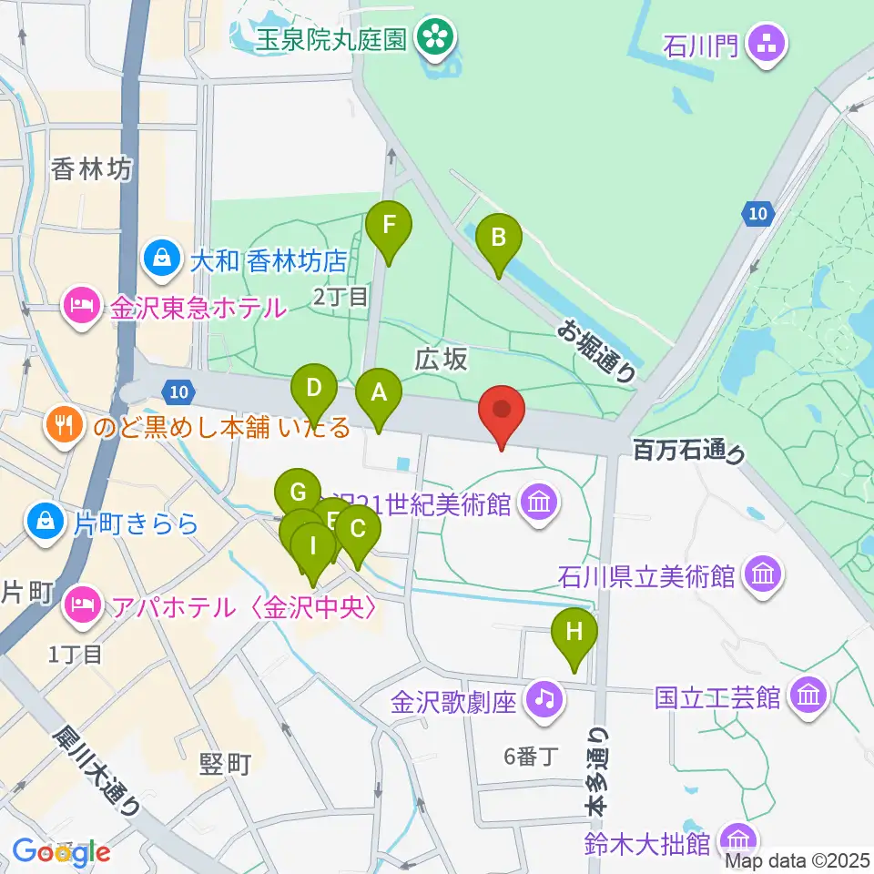 金沢能楽美術館周辺の駐車場・コインパーキング一覧地図