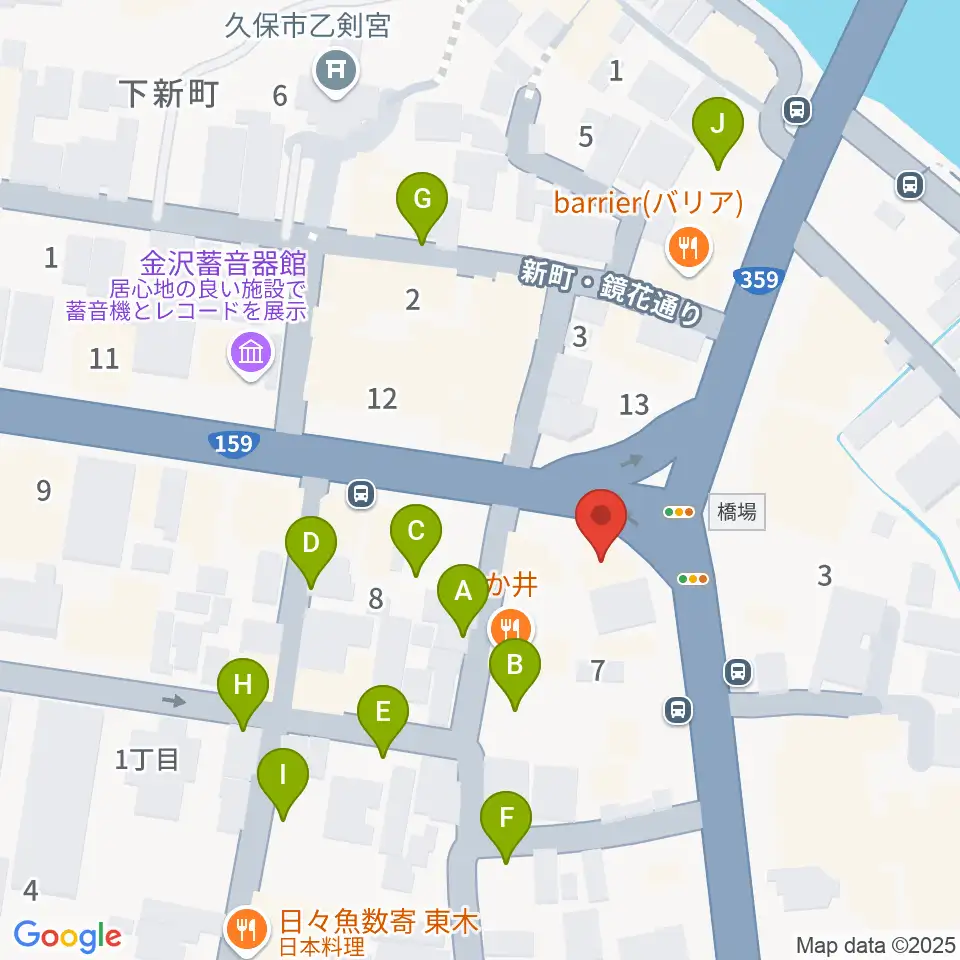 金沢文芸館周辺の駐車場・コインパーキング一覧地図