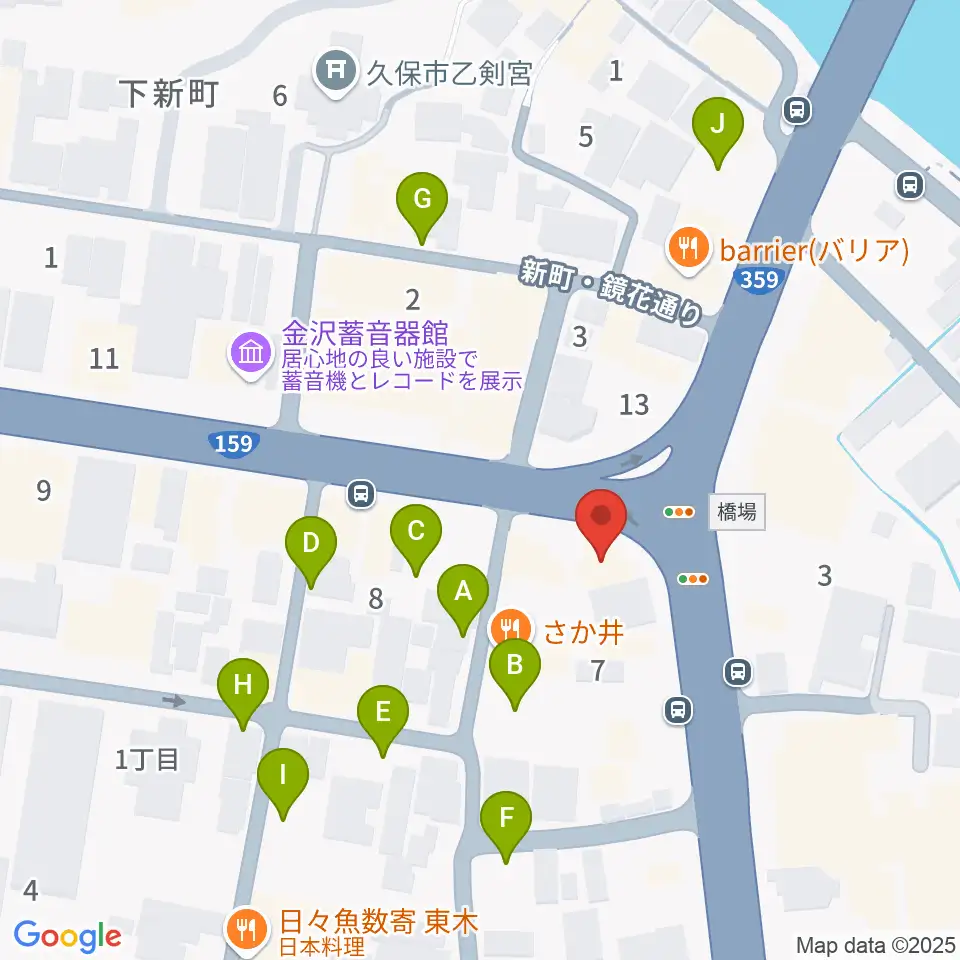金沢文芸館周辺の駐車場・コインパーキング一覧地図