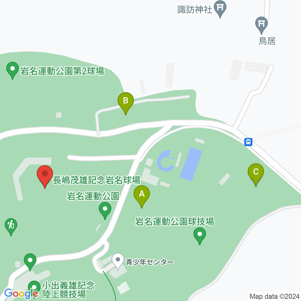 長嶋茂雄記念岩名球場周辺の駐車場・コインパーキング一覧地図