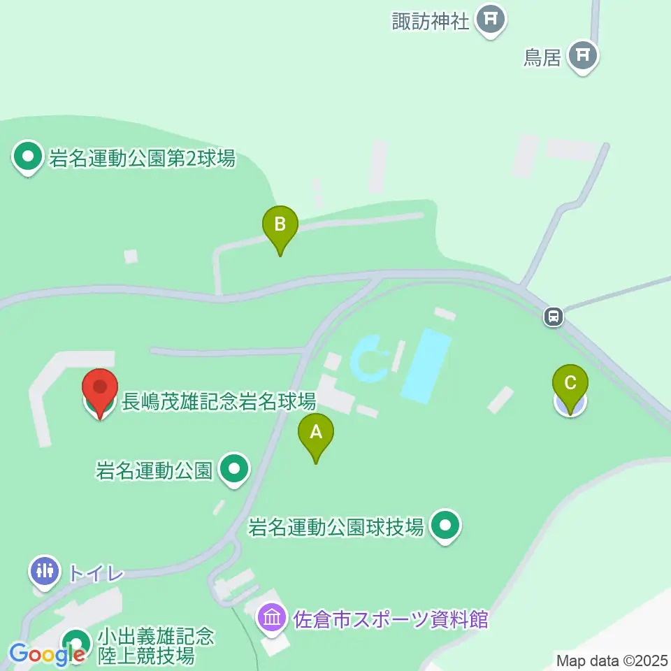 長嶋茂雄記念岩名球場周辺の駐車場・コインパーキング一覧地図