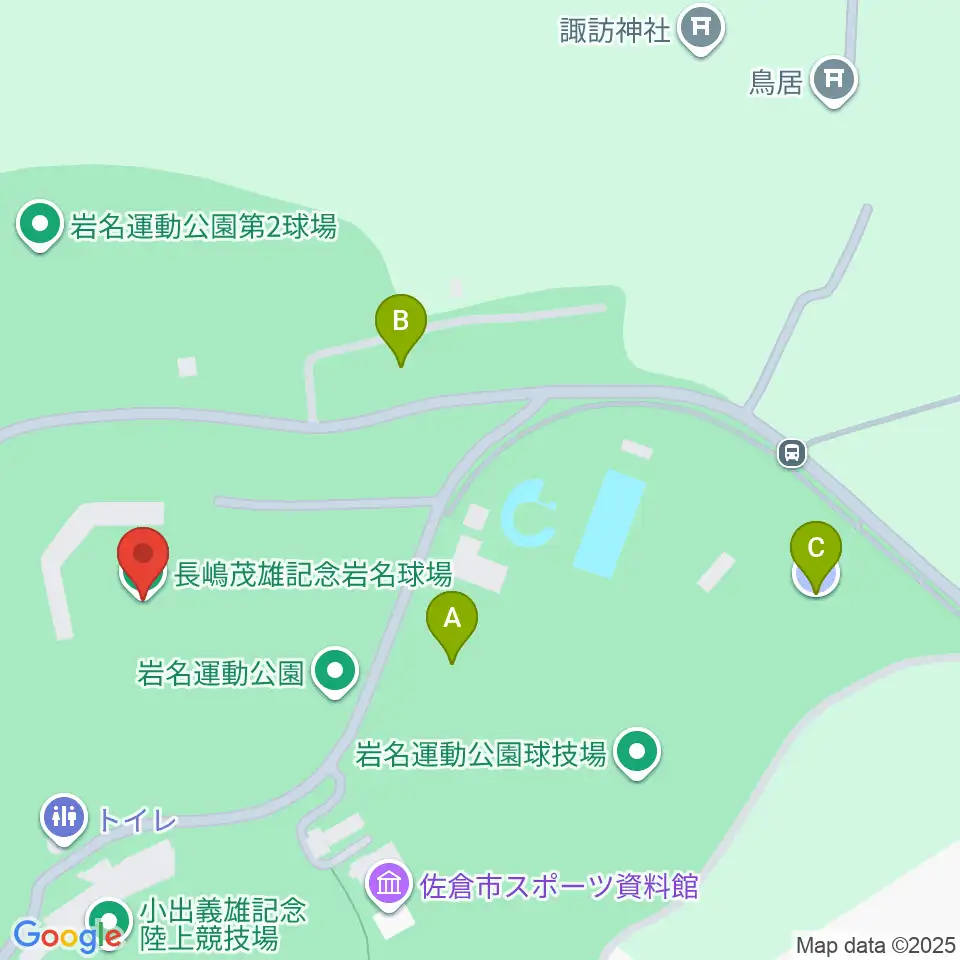 長嶋茂雄記念岩名球場周辺の駐車場・コインパーキング一覧地図