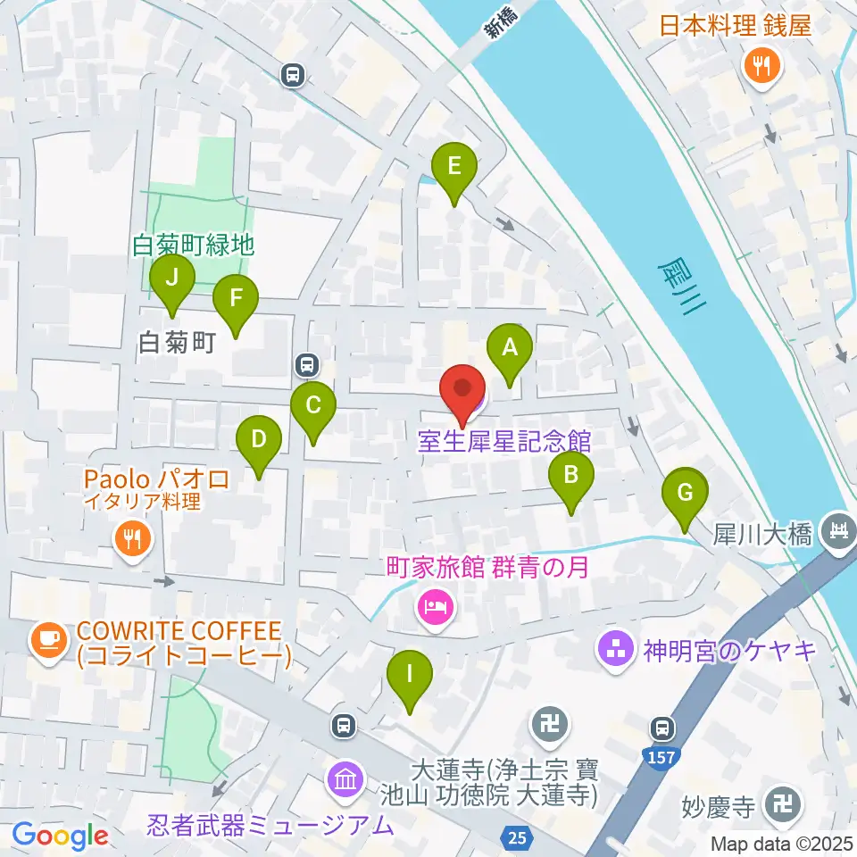 室生犀星記念館周辺の駐車場・コインパーキング一覧地図