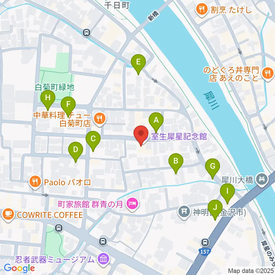室生犀星記念館周辺の駐車場・コインパーキング一覧地図