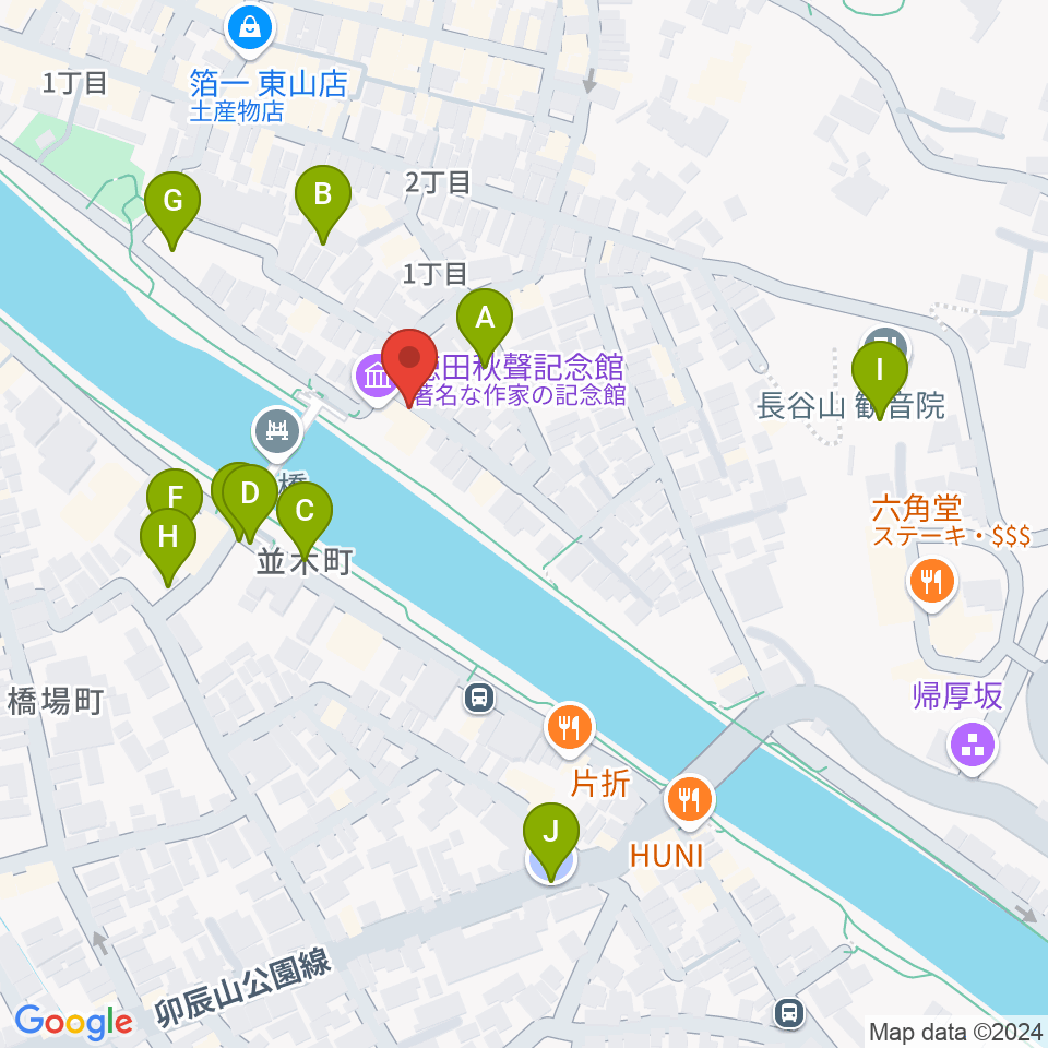 徳田秋聲記念館周辺の駐車場・コインパーキング一覧地図