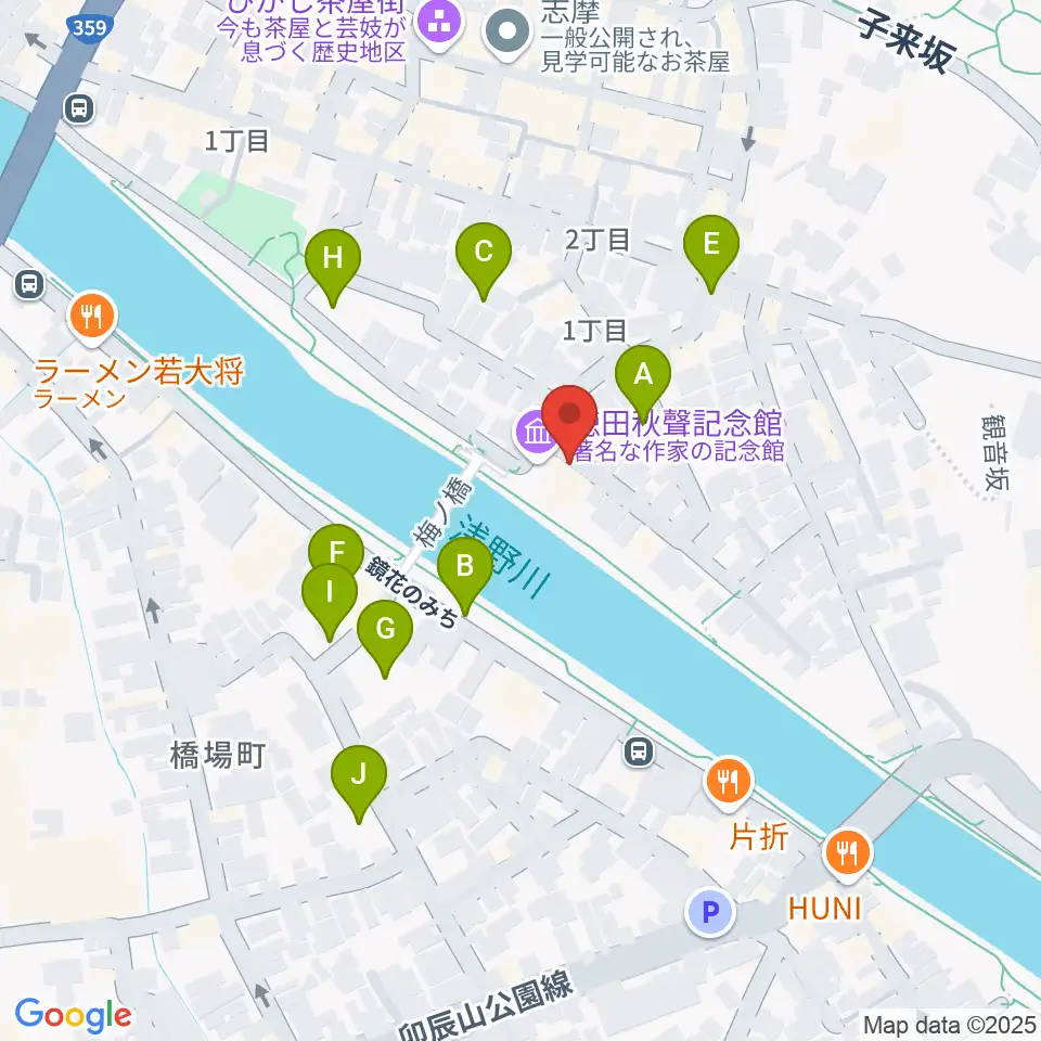 徳田秋聲記念館周辺の駐車場・コインパーキング一覧地図