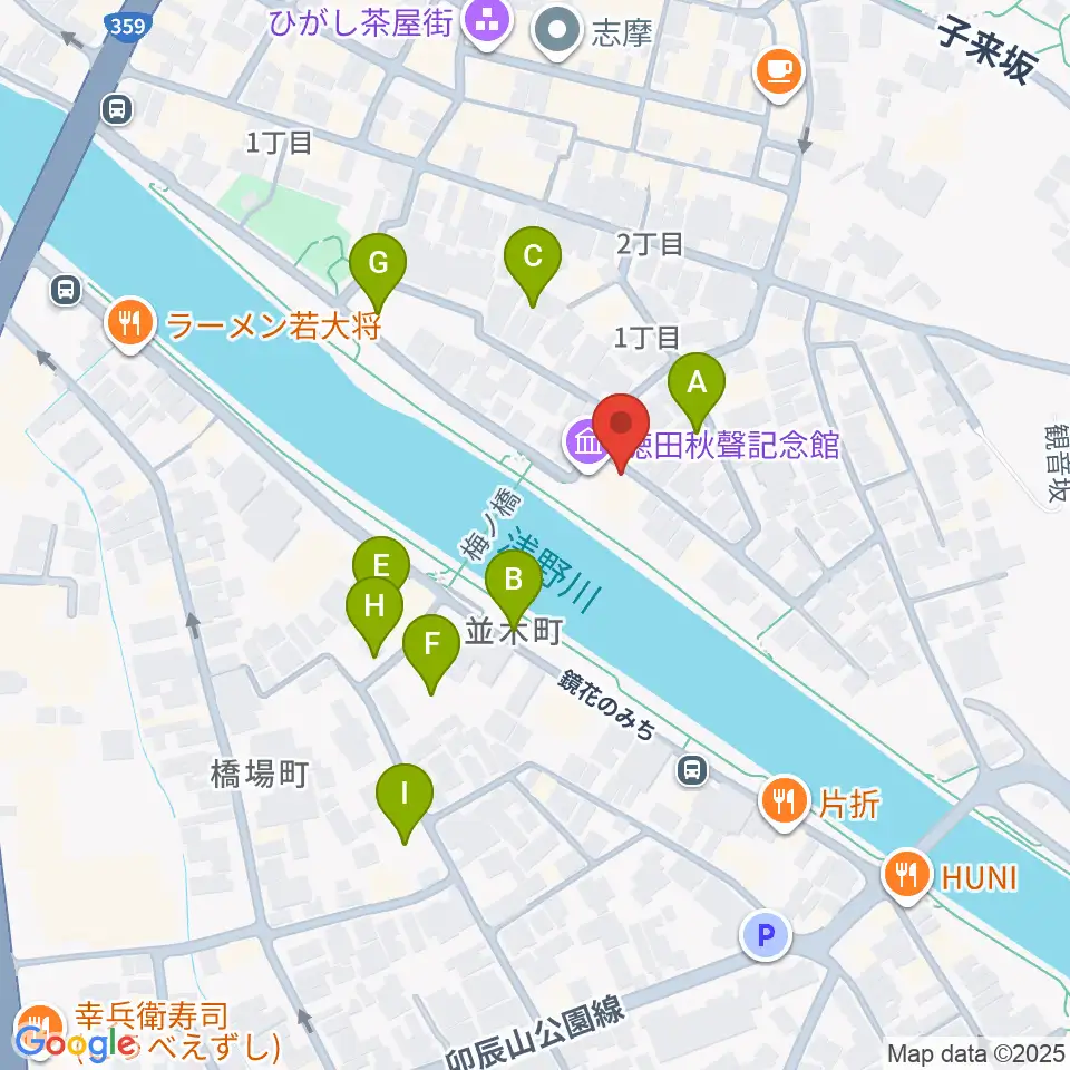 徳田秋聲記念館周辺の駐車場・コインパーキング一覧地図