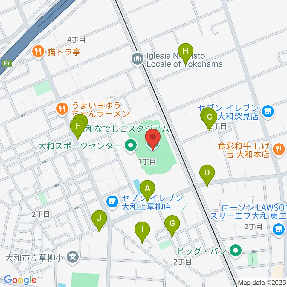 大和なでしこスタジアム周辺の駐車場・コインパーキング一覧地図
