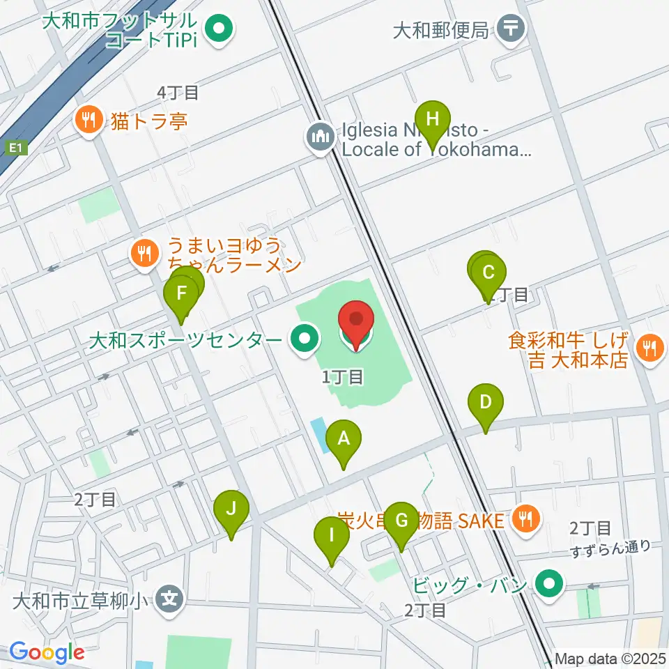 大和なでしこスタジアム周辺の駐車場・コインパーキング一覧地図