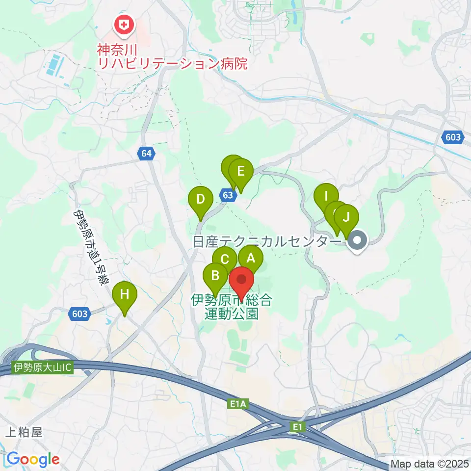 いせはらサンシャイン・スタジアム 伊勢原球場周辺の駐車場・コインパーキング一覧地図