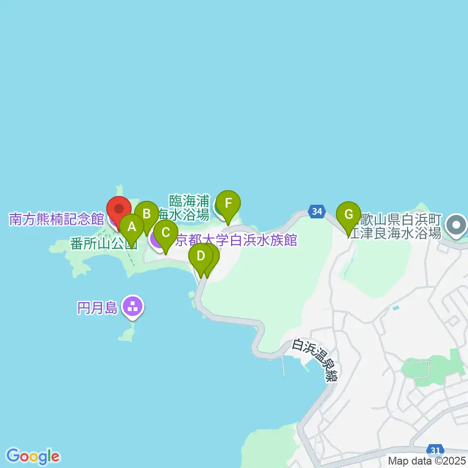 南方熊楠記念館周辺の駐車場・コインパーキング一覧地図