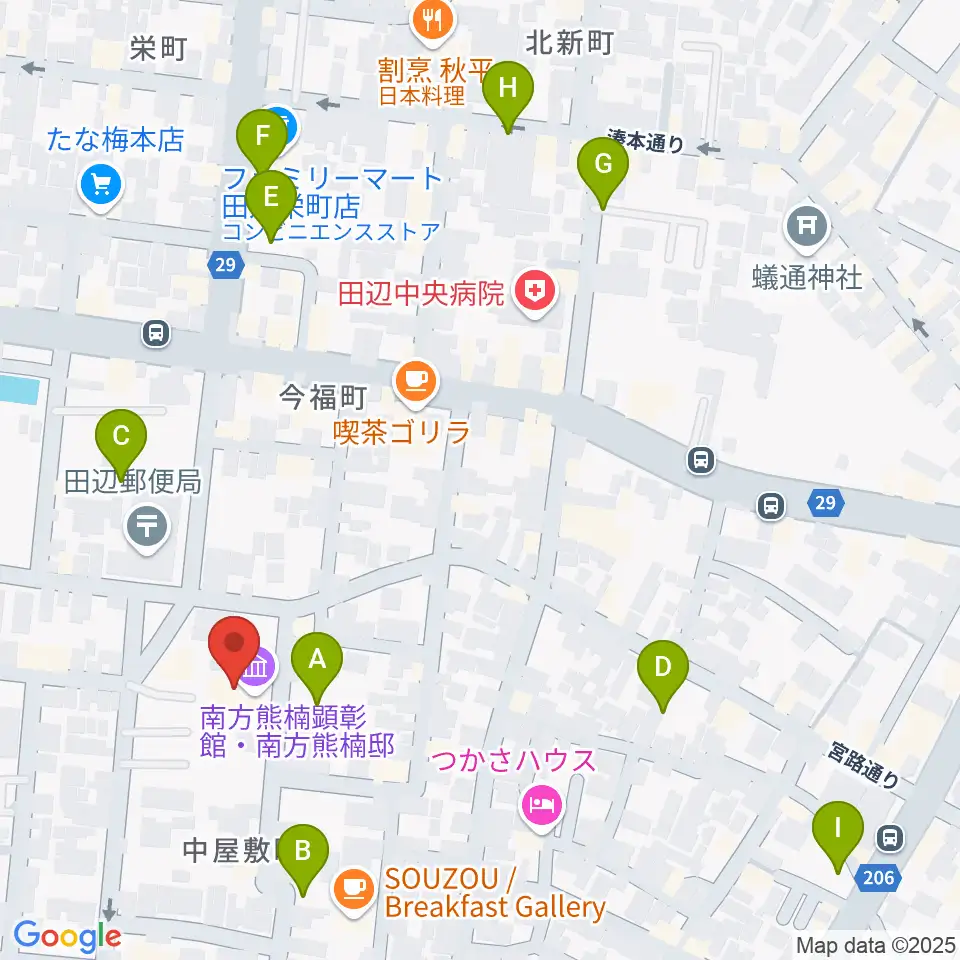 南方熊楠顕彰館周辺の駐車場・コインパーキング一覧地図