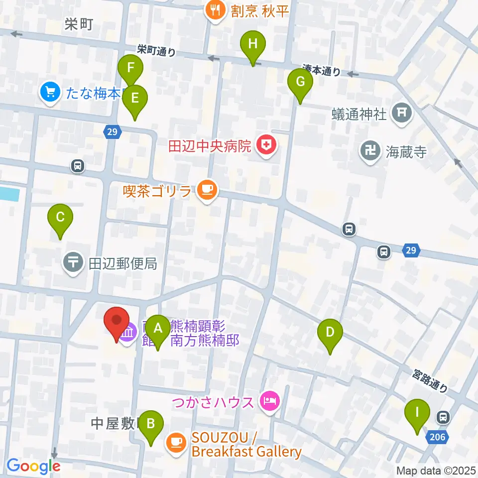 南方熊楠顕彰館周辺の駐車場・コインパーキング一覧地図