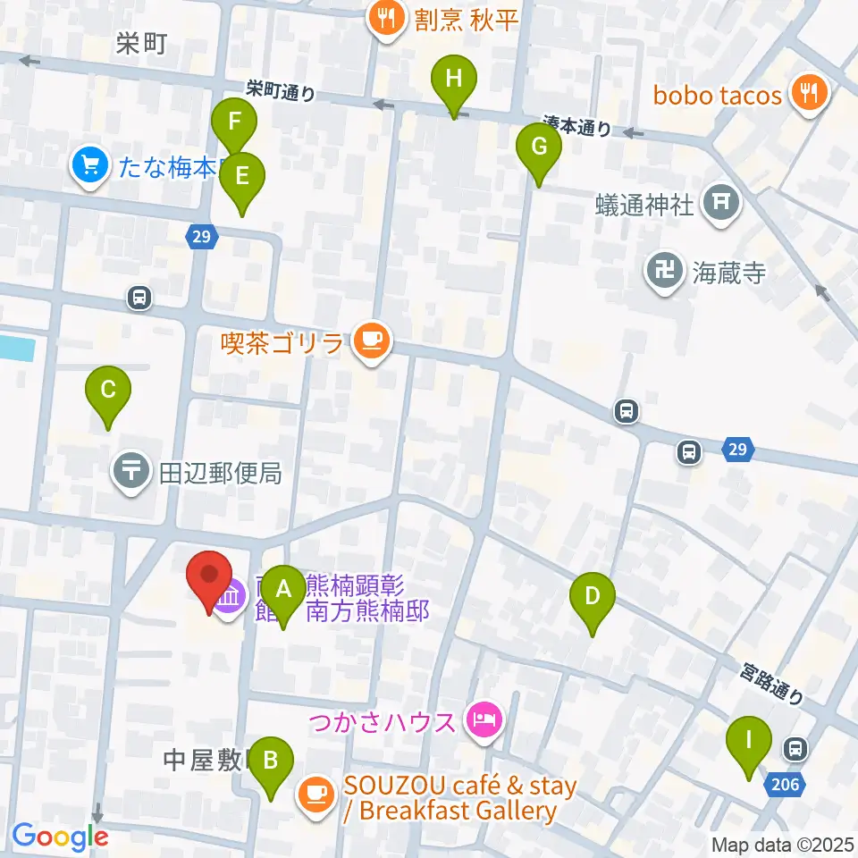 南方熊楠顕彰館周辺の駐車場・コインパーキング一覧地図