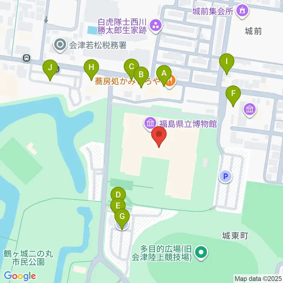 福島県立博物館周辺の駐車場・コインパーキング一覧地図