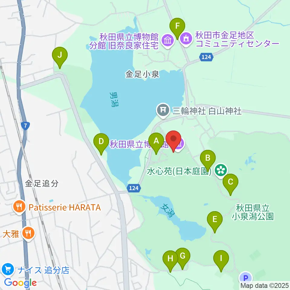 秋田県立博物館周辺の駐車場・コインパーキング一覧地図