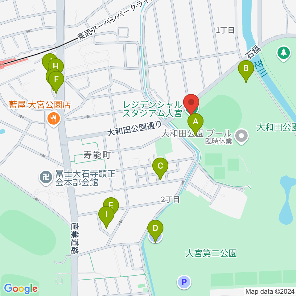 レジデンシャルスタジアム大宮周辺の駐車場・コインパーキング一覧地図