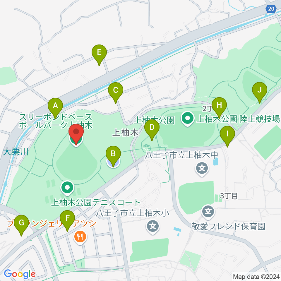 スリーボンドベースボールパーク上柚木周辺の駐車場・コインパーキング一覧地図