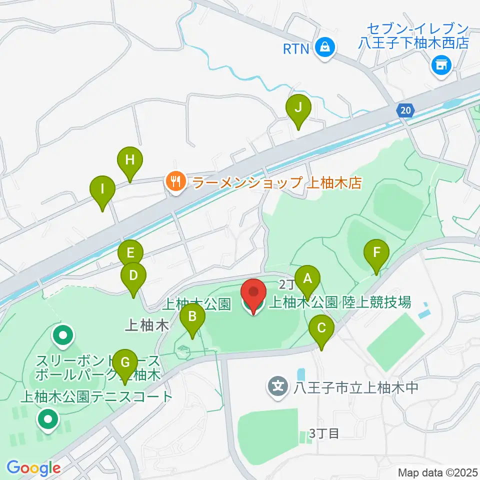 上柚木公園陸上競技場周辺の駐車場・コインパーキング一覧地図