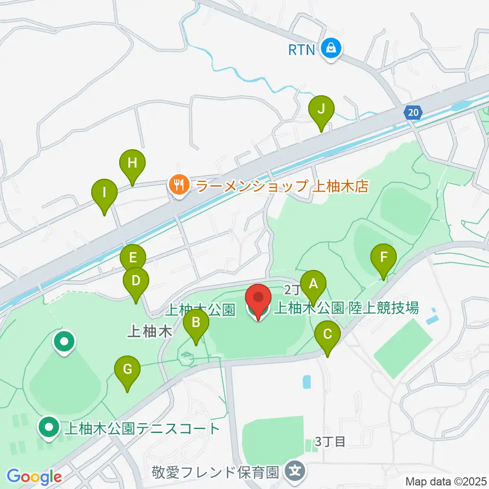 上柚木公園陸上競技場周辺の駐車場・コインパーキング一覧地図
