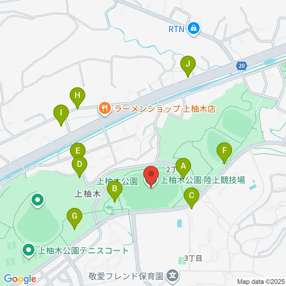 上柚木公園陸上競技場周辺の駐車場・コインパーキング一覧地図