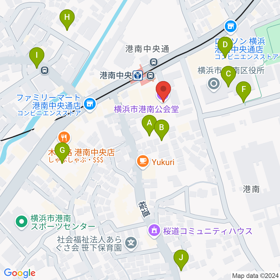 横浜市港南公会堂周辺の駐車場・コインパーキング一覧地図