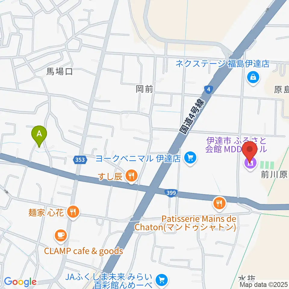 伊達市ふるさと会館MDDホール周辺の駐車場・コインパーキング一覧地図