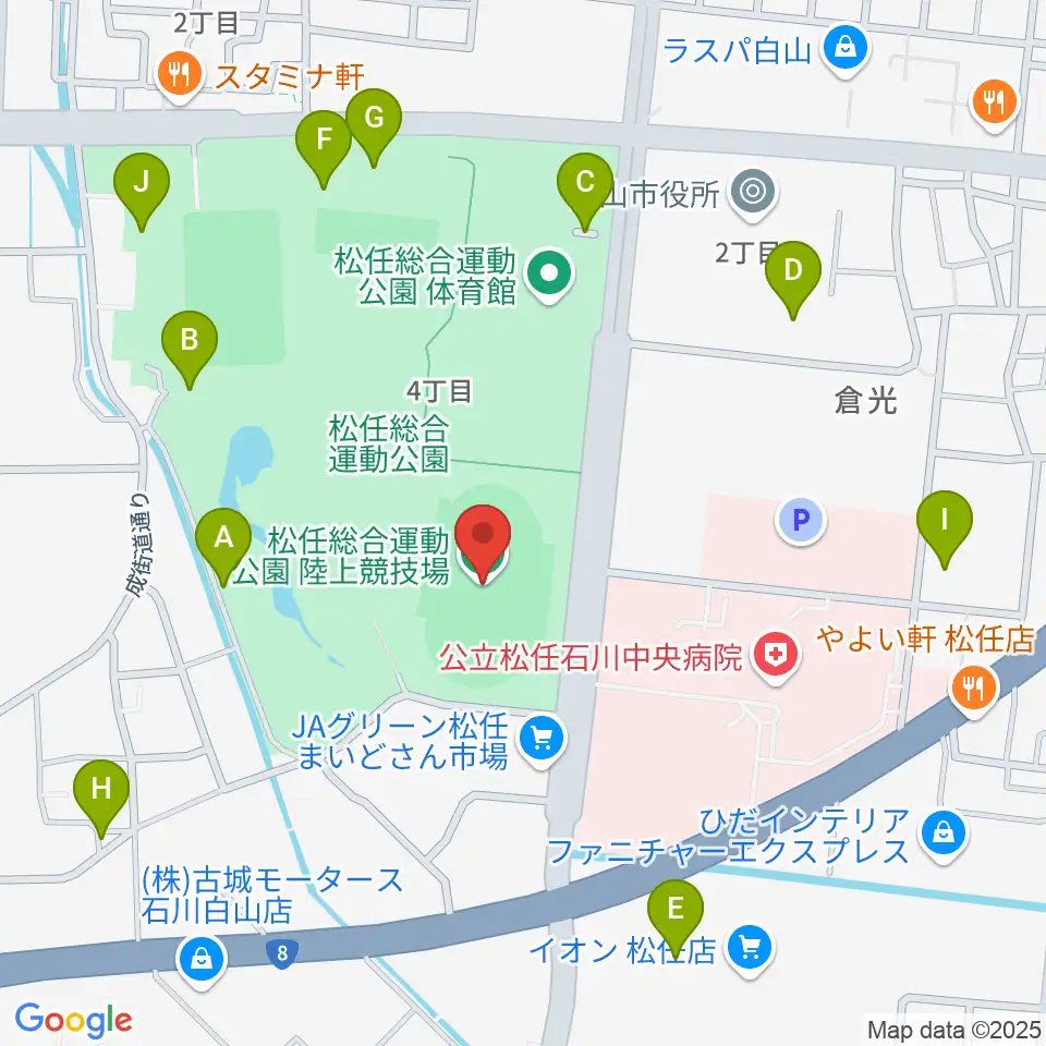 松任総合運動公園陸上競技場周辺の駐車場・コインパーキング一覧地図
