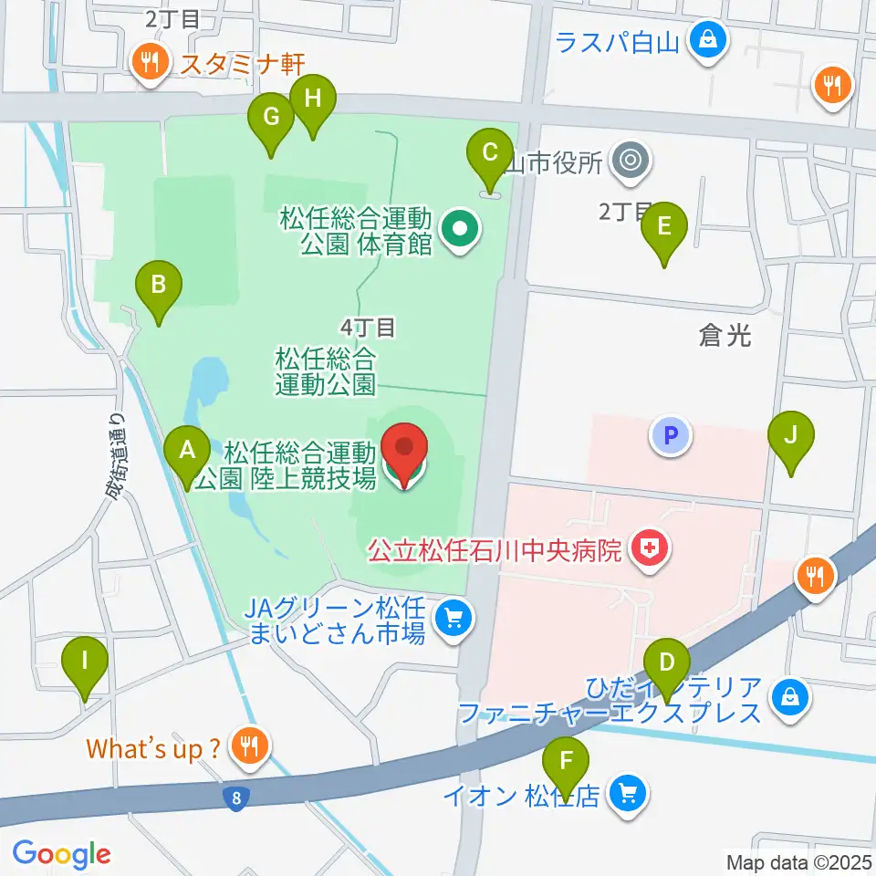 松任総合運動公園陸上競技場周辺の駐車場・コインパーキング一覧地図