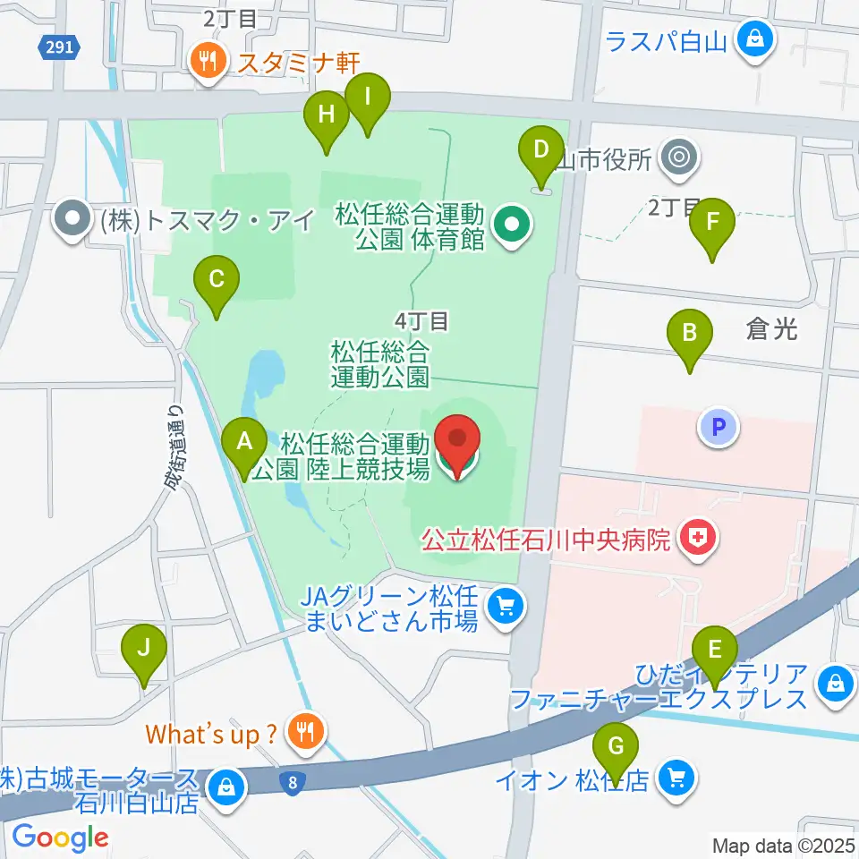 松任総合運動公園陸上競技場周辺の駐車場・コインパーキング一覧地図