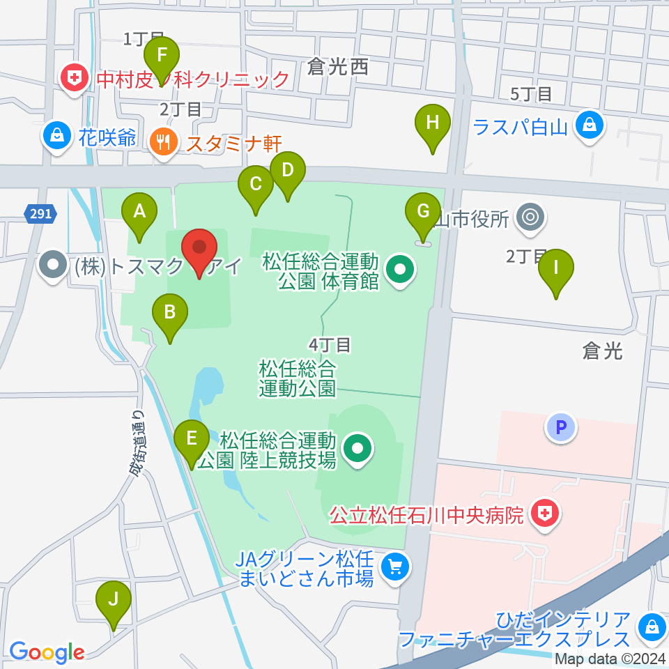 松任総合運動公園グラウンド周辺の駐車場・コインパーキング一覧地図