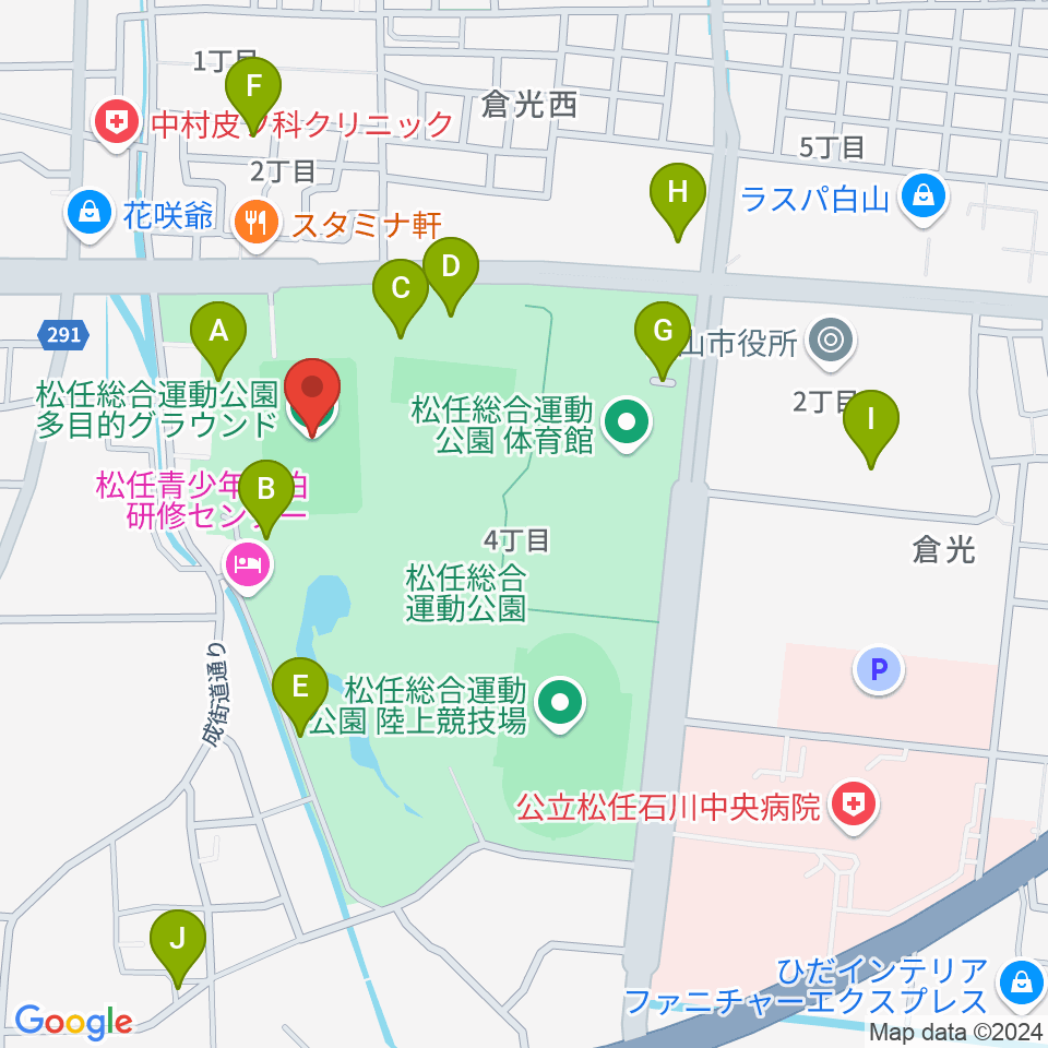 松任総合運動公園グラウンド周辺の駐車場・コインパーキング一覧地図