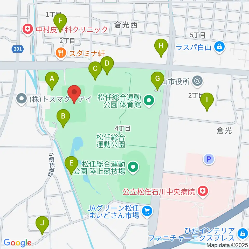 松任総合運動公園グラウンド周辺の駐車場・コインパーキング一覧地図