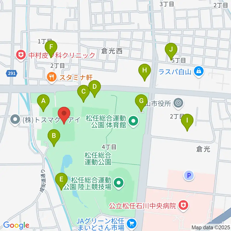 松任総合運動公園グラウンド周辺の駐車場・コインパーキング一覧地図