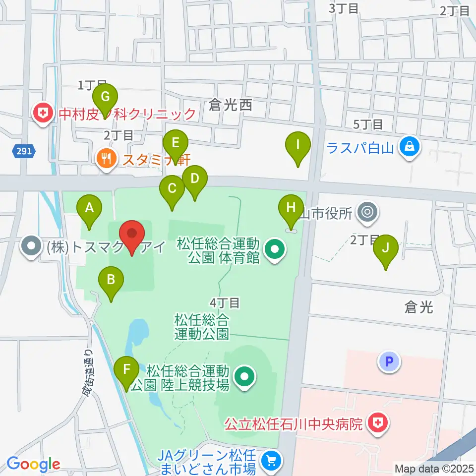松任総合運動公園グラウンド周辺の駐車場・コインパーキング一覧地図
