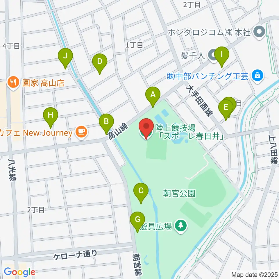 スポーレ春日井 朝宮公園陸上競技場周辺の駐車場・コインパーキング一覧地図